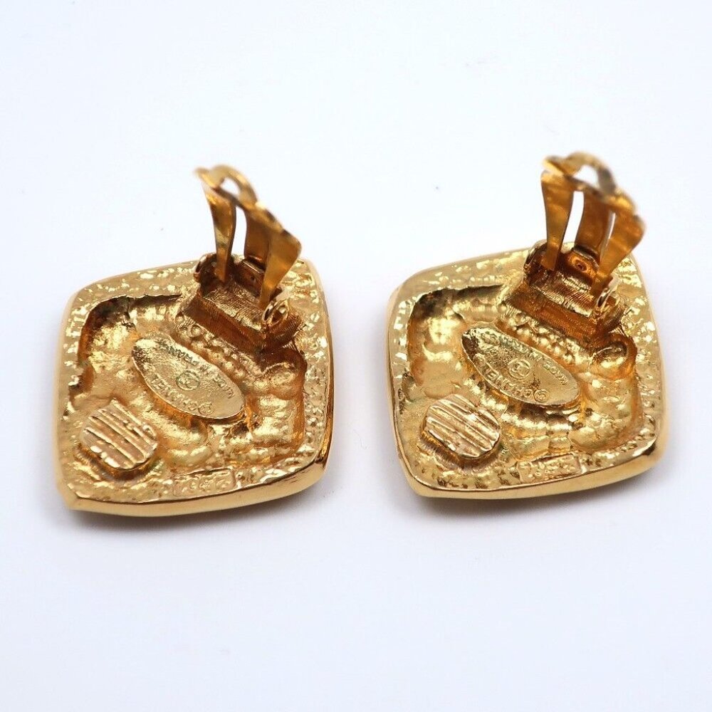 CHANEL vintage COCO Mark Earring Plated Gold Women - Picture 9 of 12
